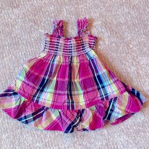 GAP Madras Plaid Dress 0-3 Months Colorful Spring Summer Ruched Bodice